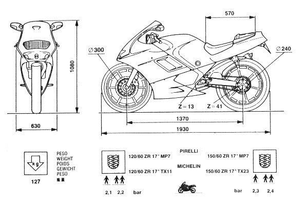 Gilera 125cx dimensions